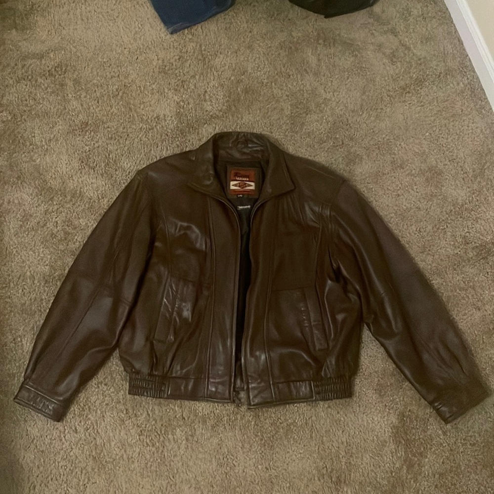 Brown leather jacket